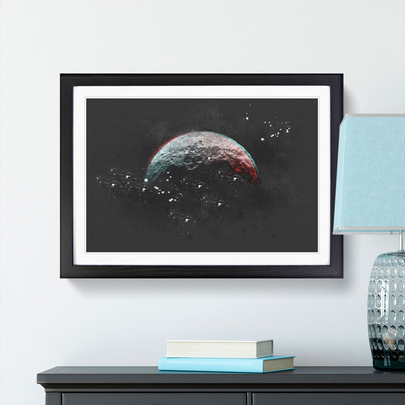 Moon - Picture Frame Painting Print, 24cm H x 33cm W x 2cm D, Black Framed
