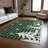 Machine Washable Indoor/Outdoor Christmas Reindeer Xhevrie Green Rug-969173599
