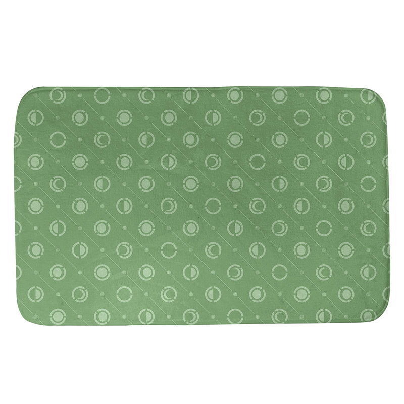 Tapis de bain géométrique antidérapant en microfibre Moon phases, l 17 po x L 24 po, Vert