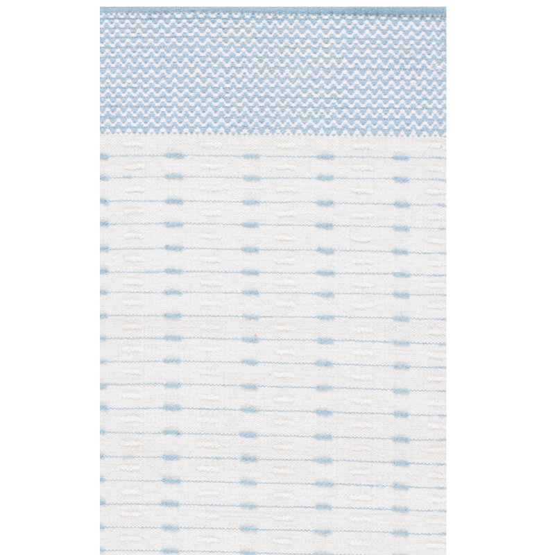 Tapis géométrique en laine / coton tissé à la main en bleu clair / ivoire Martha Stewart 9625, Rectangle 5 pi x 8 pi