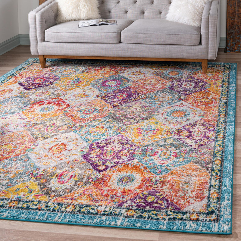 Galyean Abstract Multi Color Area Rug, Square 10'