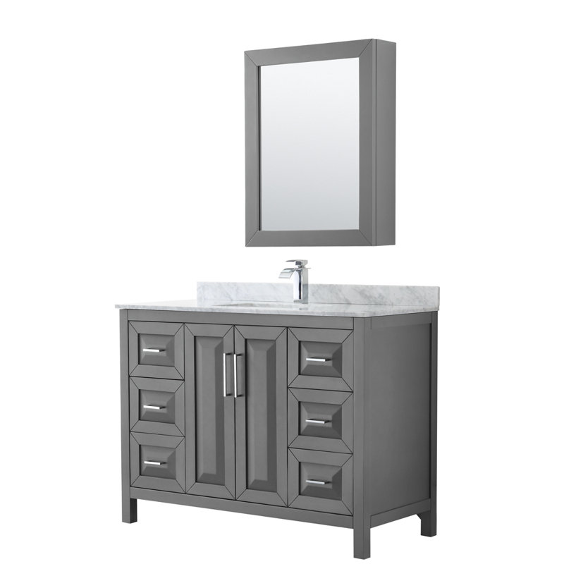 Daria 48'' W Vanity, White, Carrara Cultured Marble, Polished Chrome