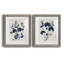 Bleu marine et feuilles de lin II - ensemble de 2 reproductions d'art sur papier encadré-1462973659-1462973638