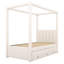 Lit à baldaquin simple avec lit gigogne et trois tiroirs de rangement, beige-46879652