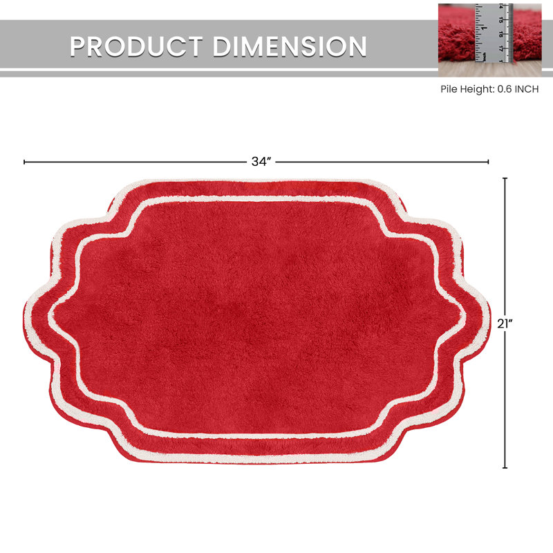 Tapis pour salle de bain Dobrinka, Rouge, 21 po x 34 po (rectangulaire)