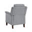 Fauteuil inclinable par pression, chenille grise, garniture cloutée, brun foncé