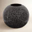 Chiseled Texture Black Iron Globe Vase, Large-1263952618