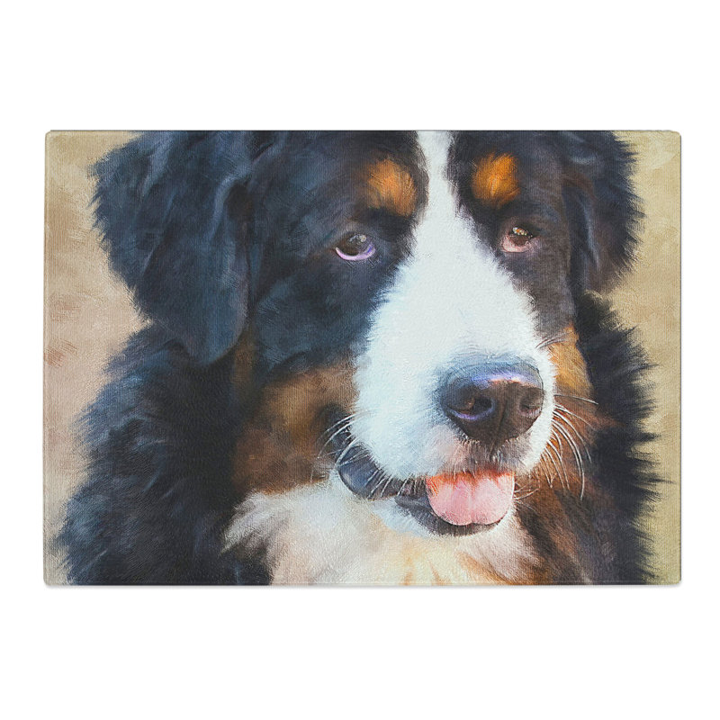 Bermese Mountain Dog Painting Chopping Board, 0.4cm H x 20cm W x 29cm L