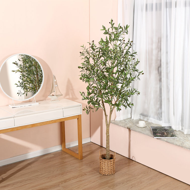 Primrue Adcock Faux Olive Tree in White Planter, Lifelike Fake Olive Plant  for Indoor and Outdoor Decor & Reviews
