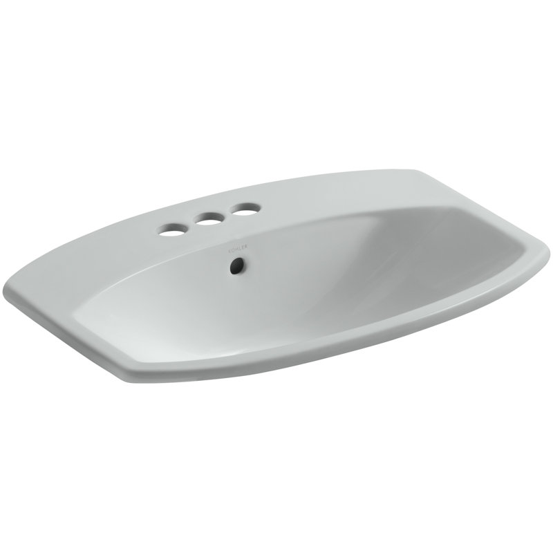 Cimarron® Vitreous China Rectangular Drop-In Bathroom Sink with Overflow, Cashmere, 4" Centers