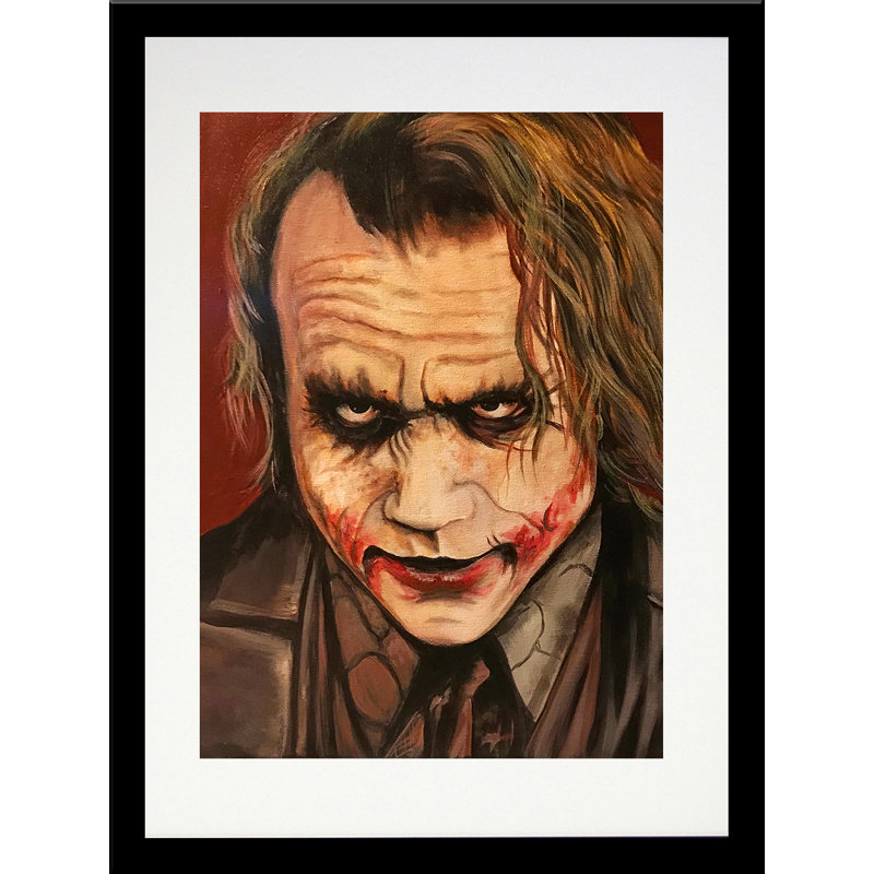 «Joker II» par Ed Capeau - reproduction d'art, H 22,5 po x l 18,5 po x P 1 po, Papier encadré noir, Blanc