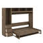 Lit escamotable double avec garde-robe, tiroirs et tablettes ouvertes