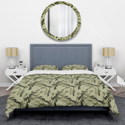 Ensemble de housse de couette en microfibre vert / crème 3 pièces