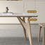 Table de salle à manger crème moderne en bois et pierre-106744563