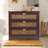 Chused 3 Drawer Accent Cabinet Dresser, Rattan Chest Drawers, Storage Cabinet with Metal Handles-1447804734