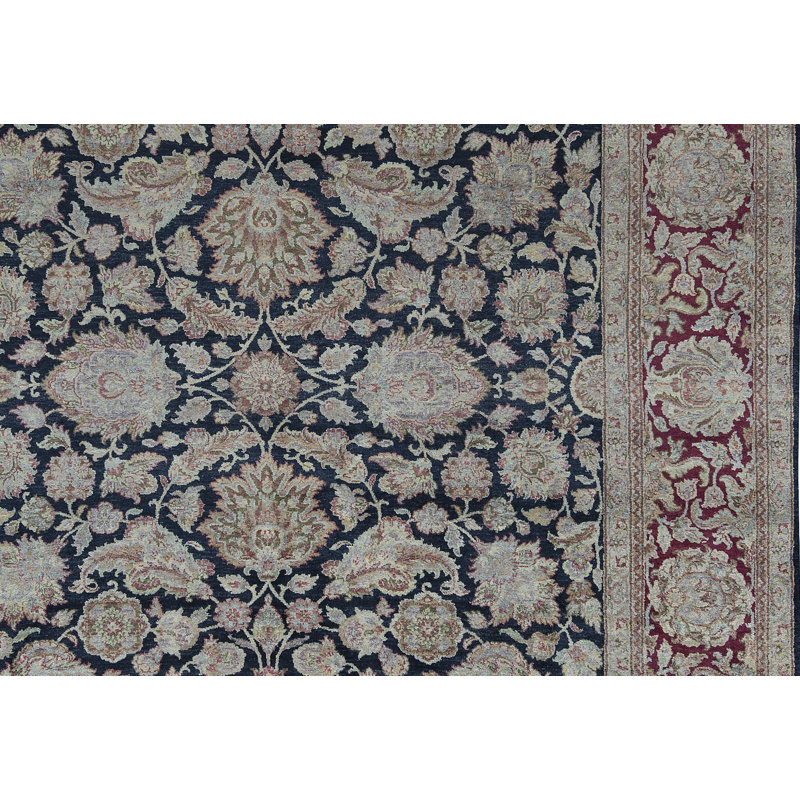 Tapis noir et rouge de haute qualité noué à la main
