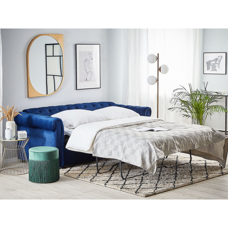 Mosher Velvet Sofa Bed, Blue