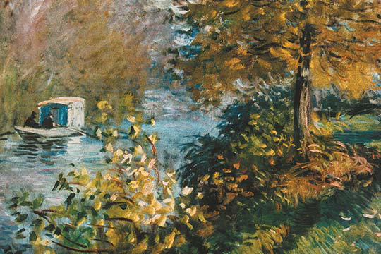 « the studio bateau » par claude monet, reproduction d’art, H 44 po x l 66 po