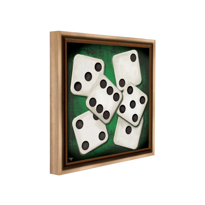 «Dice On Casino Table» par Molly B. sur toile, Cadre flottant orme Montalcino, H 18 po x l 18 po
