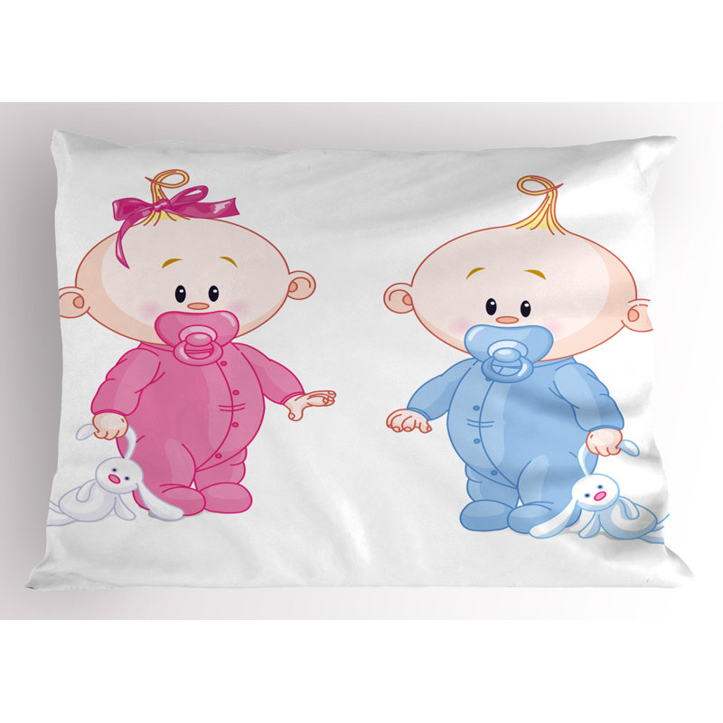 Ensemble de 2 taies décoratives roses et bleues Ambesonne 26 po x 20 po bleu pâle / rose
