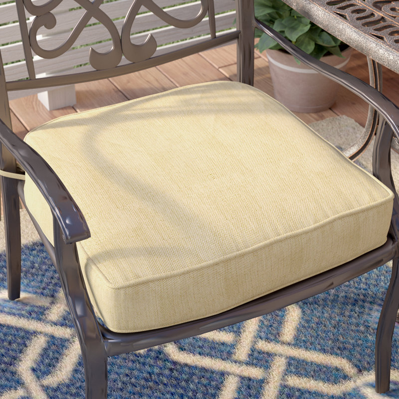 Encinitas Sunbrella Outdoor 3.5'' Dining Chair Seat Cushion, Canvas Aruba Sunbrella® Canvas, 3.5" H x 20" W x 17" D
