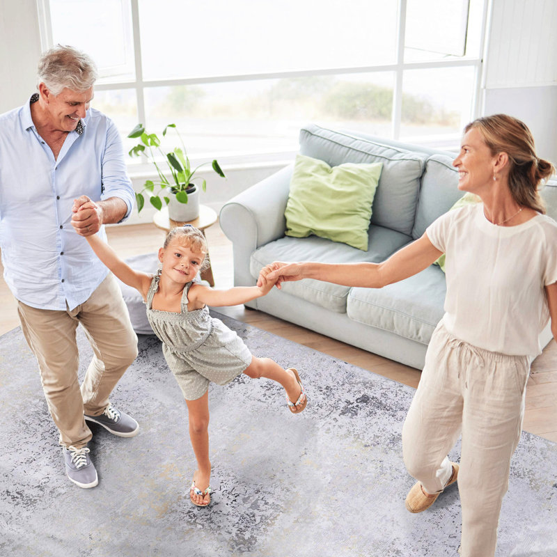 Tapis de couloir lavable 2 pi 6 po x 10 pi, à poils courts et antidérapant pour la cuisine, la salle à manger et la chambre à coucher - gris qui ne perd pas ses poils
