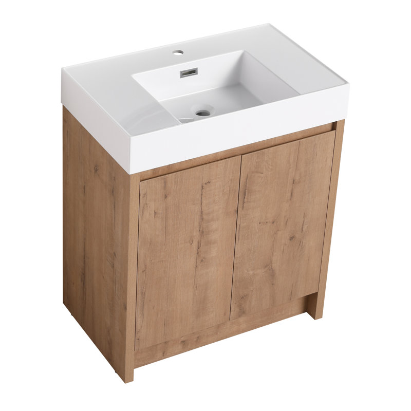 Comptoir de salle de bain contemporain en résine blanc brillant Roomfitter, comptoir de meuble-lavabo élégant