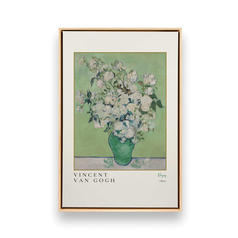 Van Gogh's Roses 1890, H 48,75 po x l 32,75 po, Cadre américain en érable flottant