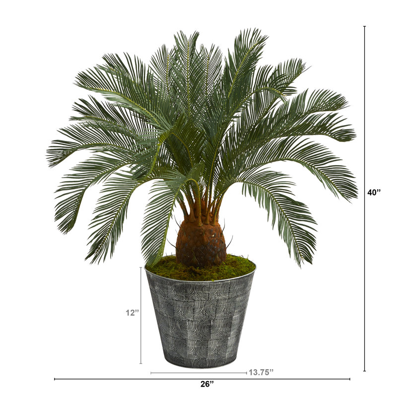40'' Faux Cycas Tree in Metal Planter