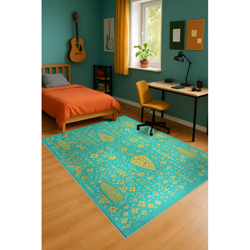 Tapis beige tissé traditionnel Mosso, 4 pi 7 po x 6 pi 7 po
