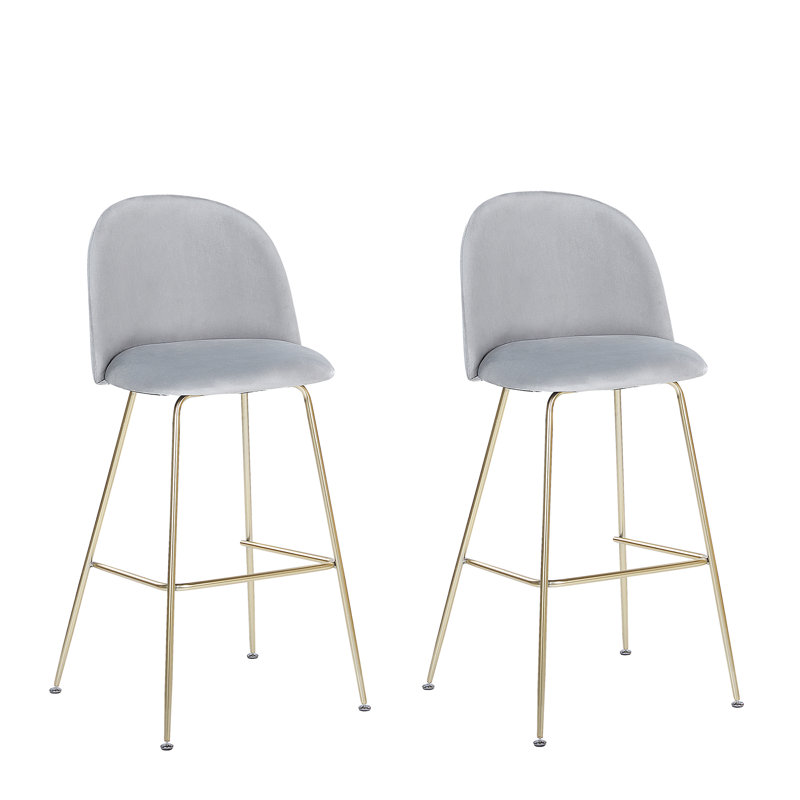 Bethel Upholstered Counter Stool with Metal Frame, Grey