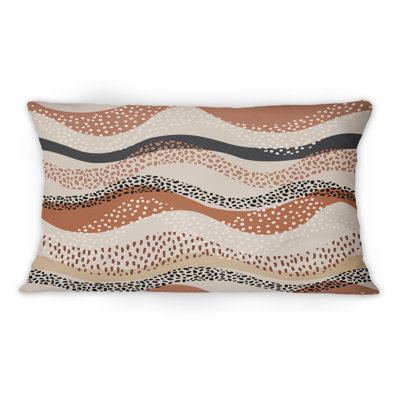 Coussin décoratif ondulé à motif géométrique naturel II - Wavy