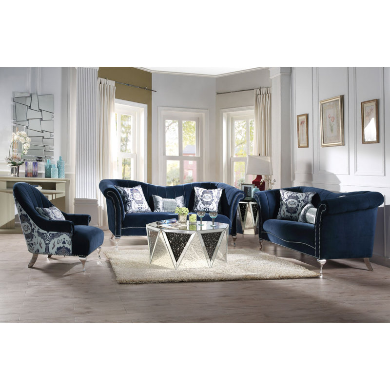 Magalia 35'' W Velvet Armchair in Blue