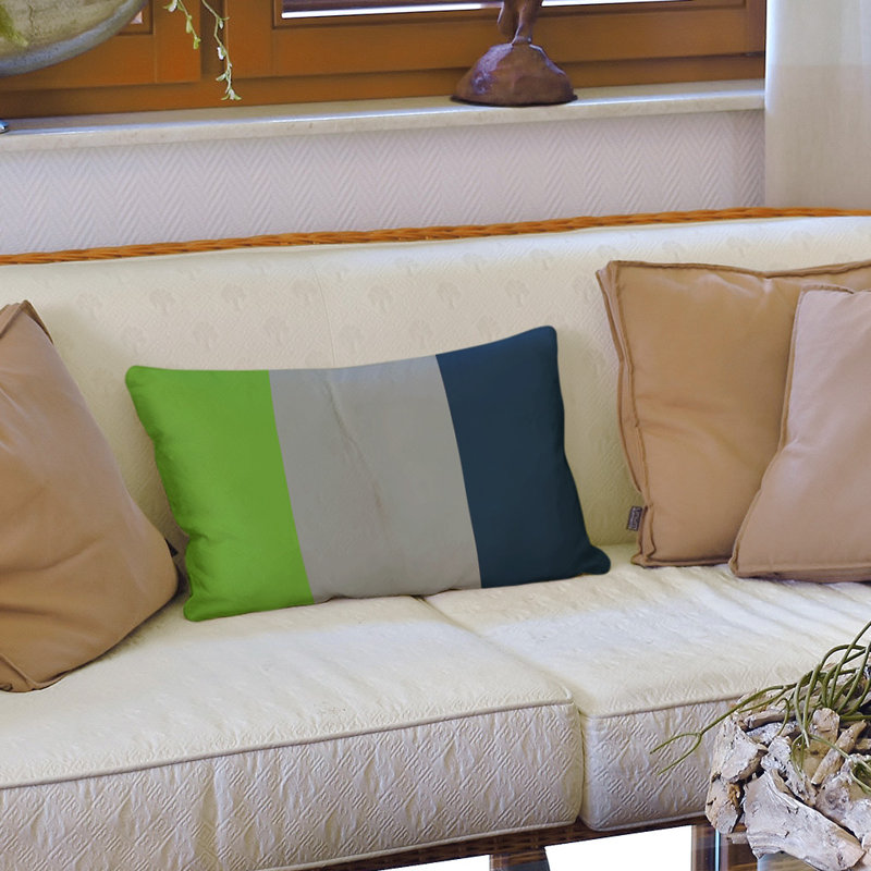 Housse de coussin lombaire Atlanta, Seattle, Bleu / Vert foncé / Gris