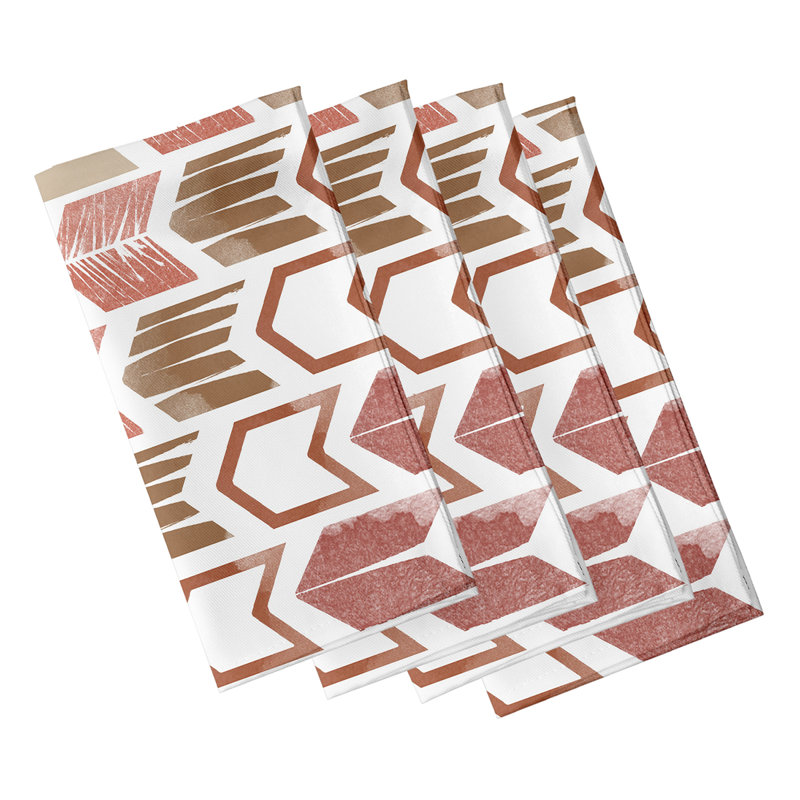 Aslak Polyester Geometric Square Napkin, Brown