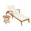 Ensemble de table d'appoint d'extérieur inclinable - Comprend un coussin de 2 pouces et une chaise longue à dossier réglable avec roulettes et une table d'appoint pliable et réglable en bois d'acacia