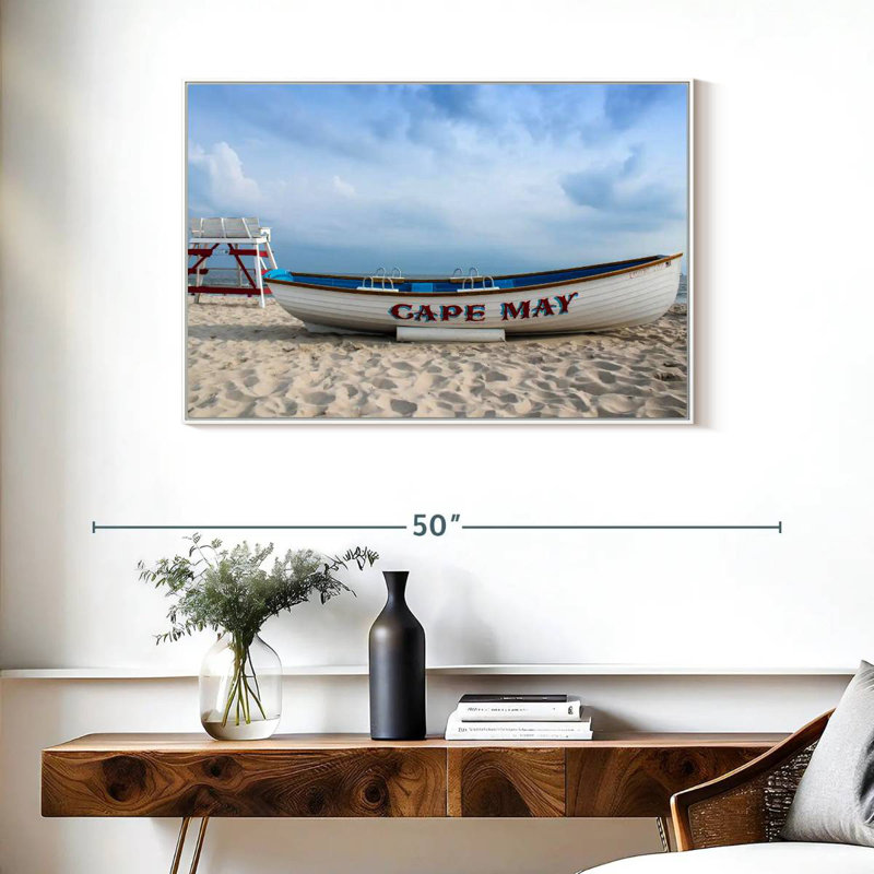 Bateau au cap May, Cadre flottant blanc, 37 po x 25 po
