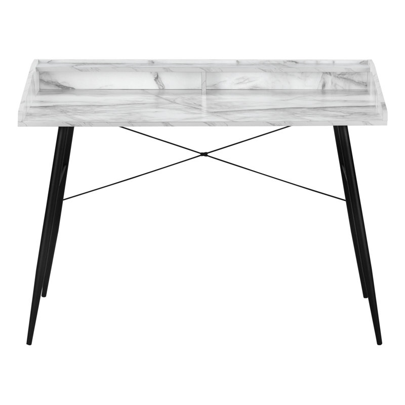 Bureau d'ordinateur, bureau personnel, ordinateur portable, tablettes de rangement, L 48 po, travail, métal stratifié aspect marbre, contemporain, moderne