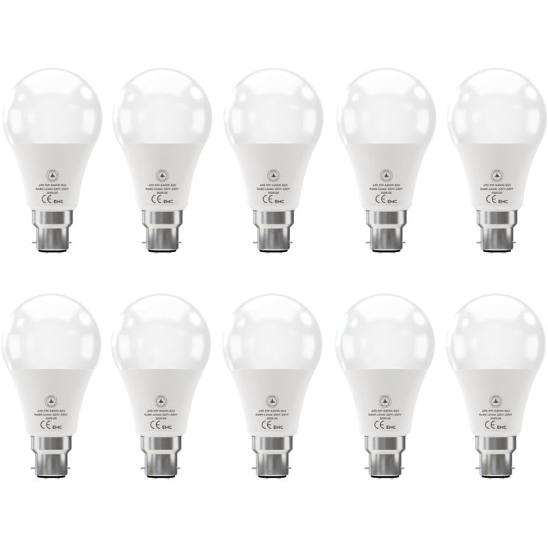 10 Pack Bayonet LED Light Bulbs, BC 5W(Equivalent to 49W) 6400K Cool White B22 LED Bulb 430lmn A55 Non-Dimmable, GLS Modern Golf Ball Energy Saving Light Bulbs