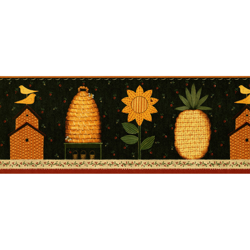 Bordure de papier peint L 15 pi x l 9 po Kashina, Brun / Vert / Rouge