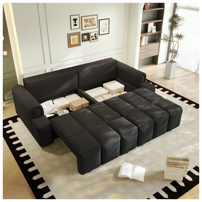 Canapé-lit convertible 90,2 po Modern Teddy, Noir