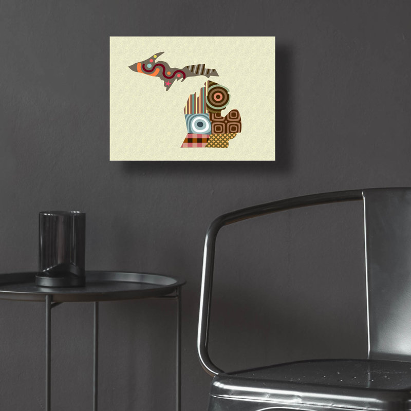«Michigan State Map» par Lanre Adefioyue, H 12 po x l 16 po x P 0,13 po