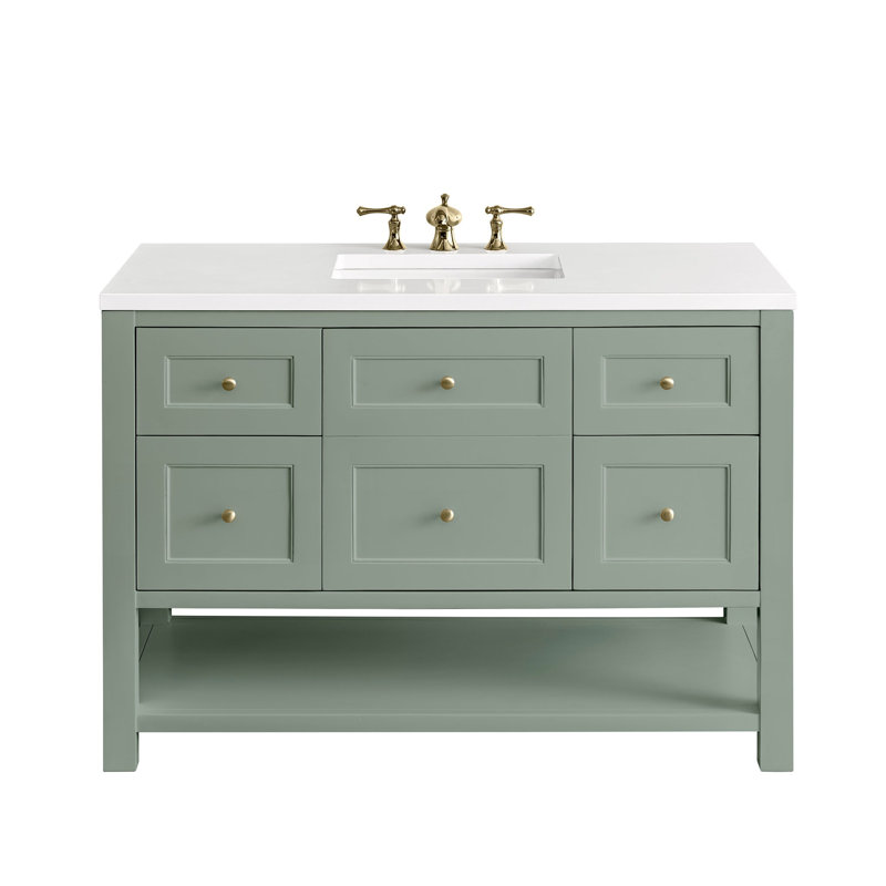 Breckenridge 48'' W Single Vanity, Smokey Celadon, 8" Widespread, White Zeus