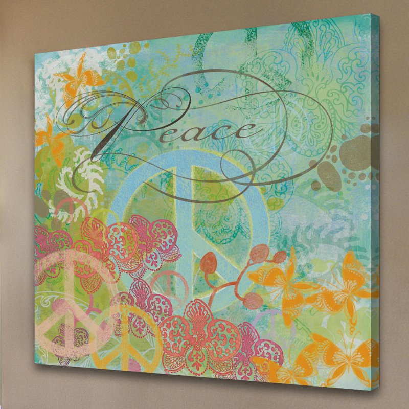 Colorful Abstract Peace Canvas Art Print, 34" x 34"