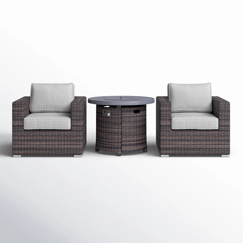 Ensemble modulaire de canapé de patio en rotin 3 pièces avec coussins confortables, Gris