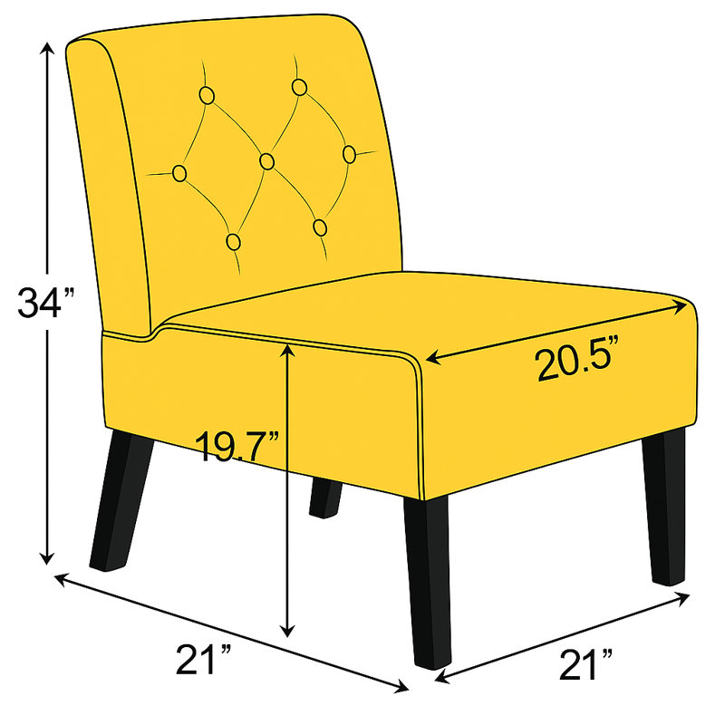 Fauteuil d'appoint 2 pièces à dossier boutonné, Jaune