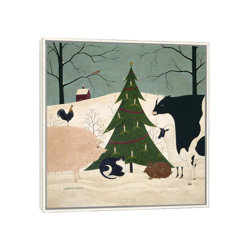 Invité de Noël - reproduction d'art murale - toile encadrée, H 37 po x l 37 po, Impression encadrée sans passe-partout
