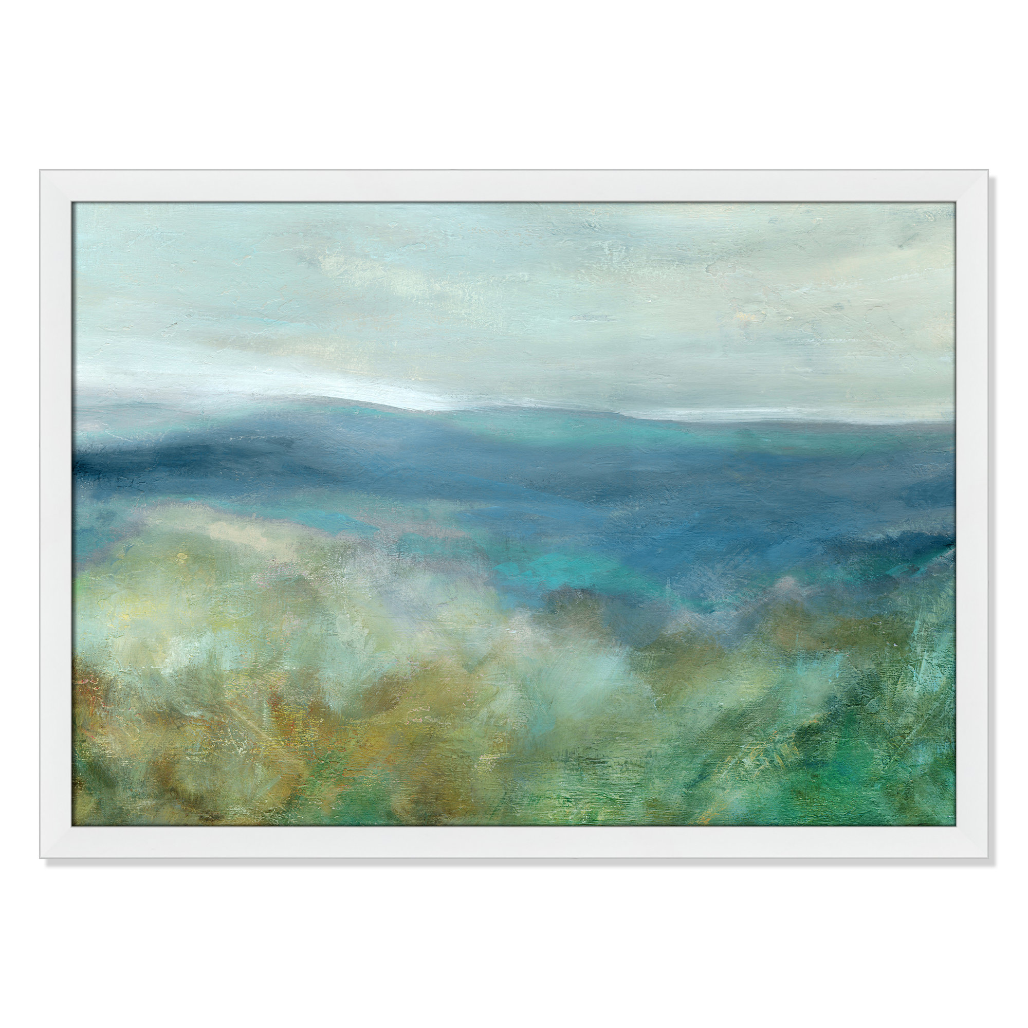 Blue Mountain Overlook - Picture Frame Painting Print, 26.5" H x 36.5" W x 1.12" D, White Framed