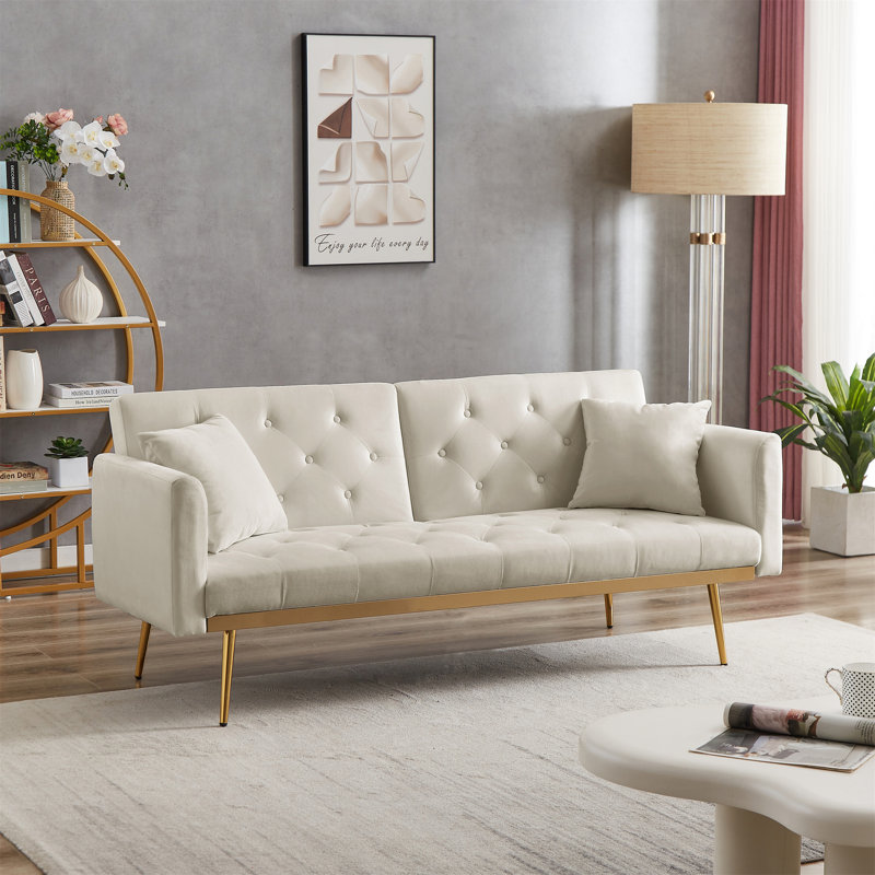 Canapé-lit 68 po Starlyn, Velours beige