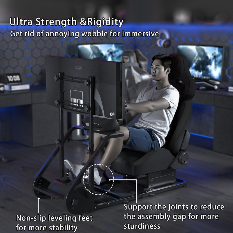 Enhanced And Stable Racing Wheel Cockpit, Compatible With Fanatec, PXN, Thrustmaster, And Logitech Adjustable Driving Simulators, Excluding Handbrake, Pedals, And Monitor